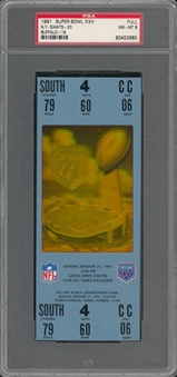 1991 Super Bowl XXV Full Ticket, Blue Variation - PSA NM-MT 8